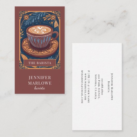 Carte De Visite Barista Tarot (Devant / Derrière)
