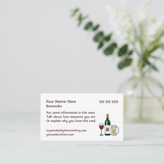 Carte De Visite Barman blanc (Debout devant)