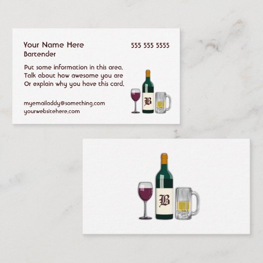 Carte De Visite Barman blanc (Devant / Derrière)