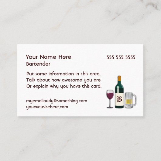 Carte De Visite Barman blanc (Devant)