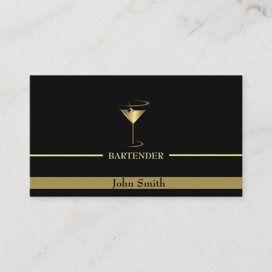 Carte De Visite Barman de logo Gold Martini (Devant)