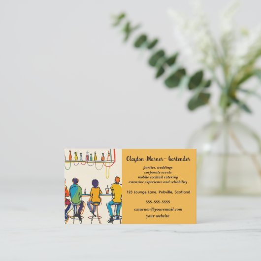 Carte De Visite Barman de pub éditable (Debout devant)