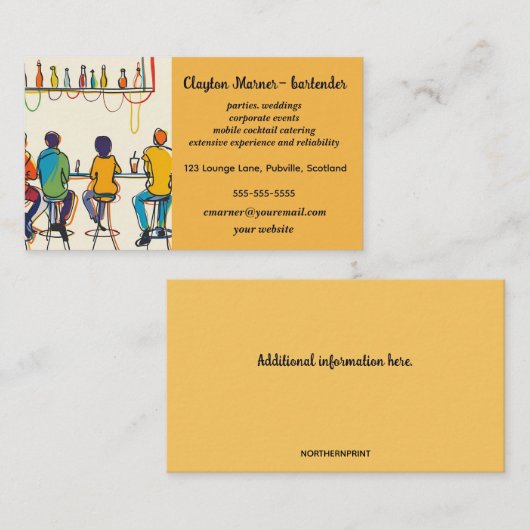 Carte De Visite Barman de pub éditable (Devant / Derrière)