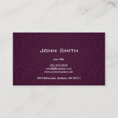 Carte De Visite Barman d'échantillon de vin (Dos)