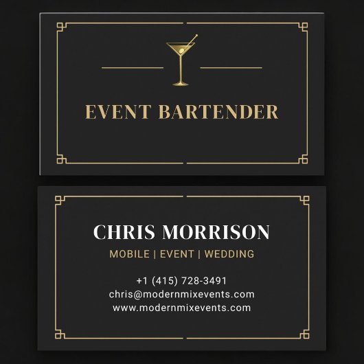 Carte De Visite Barman d'événement Professionnel