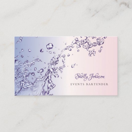 Carte De Visite Barman d'événement Splash d'eau (Devant)