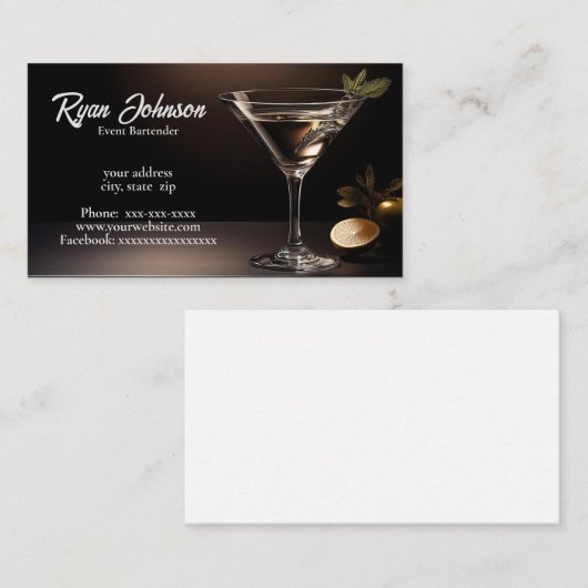Carte De Visite barman d'événements (Devant / Derrière)