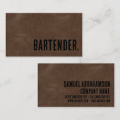 Carte De Visite Barman en cuir Premier Brown Faux (Devant / Derrière)