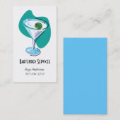 Carte De Visite barman martini glass_teal (Devant / Derrière)