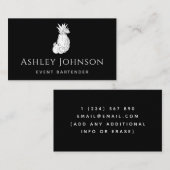 Carte De Visite Barman noir & blanc Cocktail exotique tropical (Devant / Derrière)