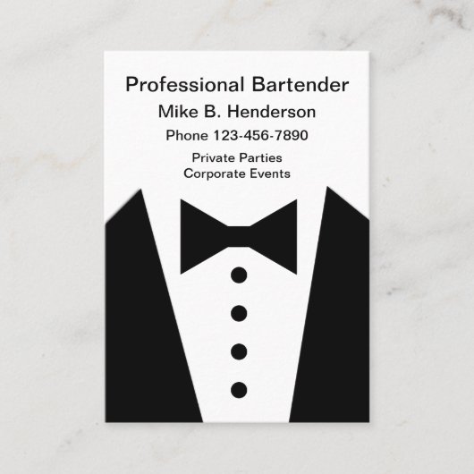 Carte De Visite Barman ou concierge professionnel (Devant)