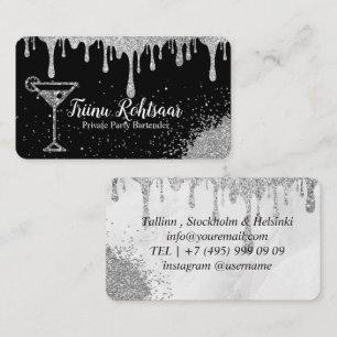 Carte de Visite Barman Privé Argent Noir