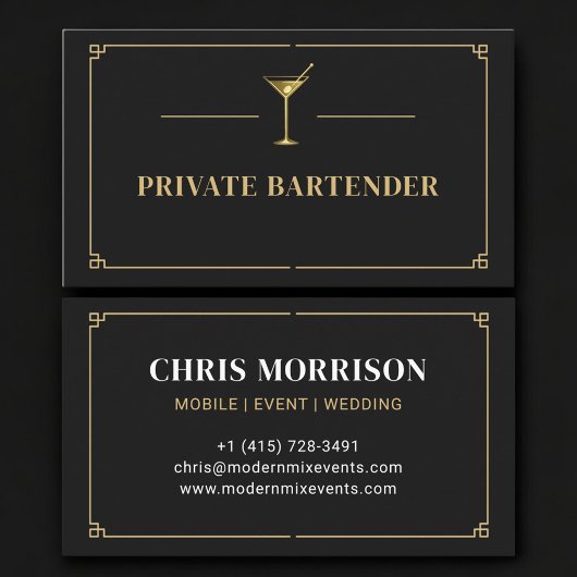 Carte De Visite Barman Privé Professionnel