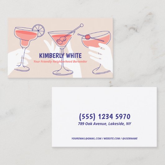 Carte De Visite Barman Professionnel  (Devant / Derrière)