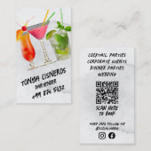 Carte De Visite barman professionnel | Aquarelle grise (Devant / Derrière)