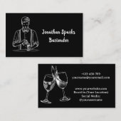 Carte De Visite Barman professionnel homme noir et blanc (Devant / Derrière)