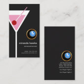 Carte De Visite Barman professionnel olive de verre rose de (Devant / Derrière)