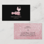 Carte De Visite Barman Sommelier de Vin Or Rose (Devant / Derrière)