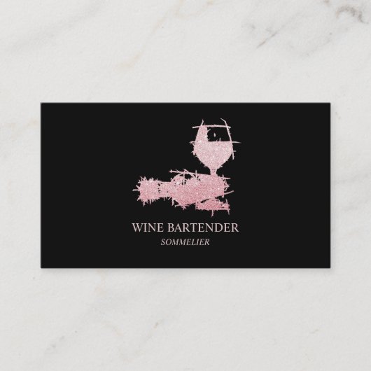 Carte De Visite Barman Sommelier de Vin Or Rose (Devant)