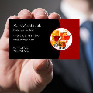 Carte De Visite Barman Unique Moderne à Louer