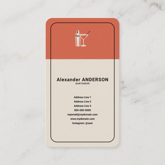 Carte De Visite Barman - Vintage (Dos)