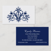 Carte de visite baroque blanc et marine (Devant / Derrière)