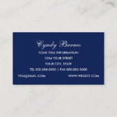 Carte de visite baroque blanc et marine (Dos)