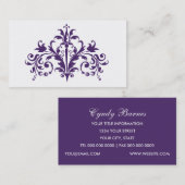 Carte de visite baroque violet et blanc (Devant / Derrière)