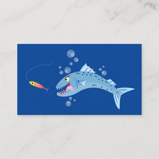 Carte De Visite Barracuda poisson affamé de la pêche dessin animé (Dos)