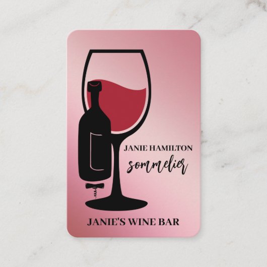 Carte De Visite Barre à vin QR Code scannable rose (Devant)