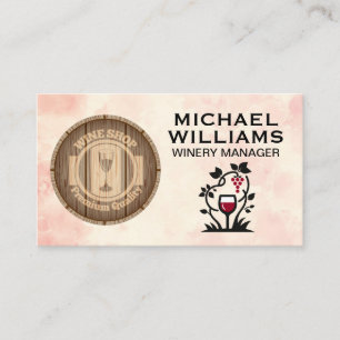 Carte De Visite Barre à vin   Verre à vin et raisins   Entreprise