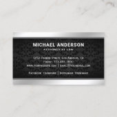 Carte De Visite Barre d'avocats Black Damask Silver Justice Scale  (Dos)