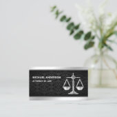 Carte De Visite Barre d'avocats Black Damask Silver Justice Scale  (Debout devant)