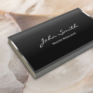 Carte De Visite Barre de barman Mixologiste de la bordure métalli