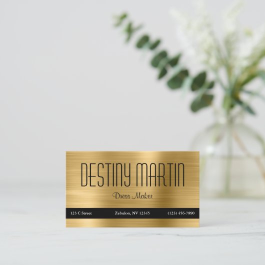 Carte De Visite Barre de contact noire Gold Foil (Debout devant)