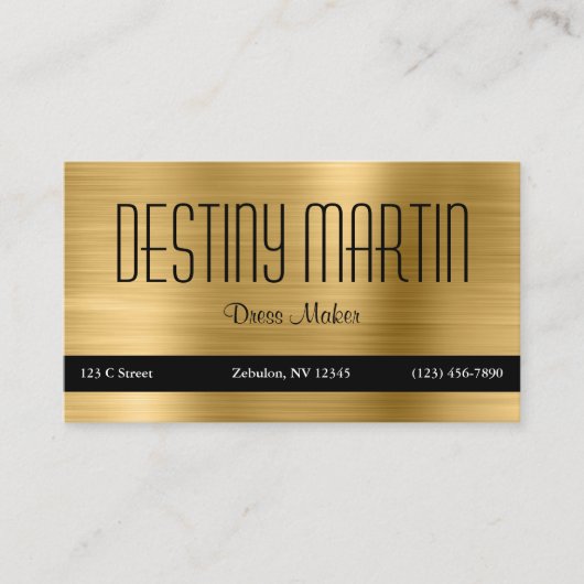 Carte De Visite Barre de contact noire Gold Foil (Devant)