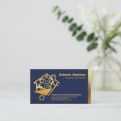 Carte De Visite Barre De Roue De Construction D'Outils D'Or (Debout devant)