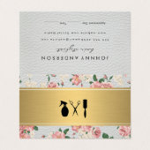 Carte De Visite Barre d'or Rendez-vous en cuir Modèle floral (Extérieur déplié)