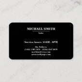 Carte De Visite Barre Noir & Blanc Moderne Professionnel Simple (Dos)