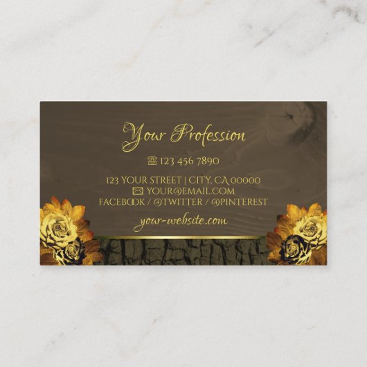 Carte De Visite Barre rustique en bois foncé Brown avec logo (Dos)