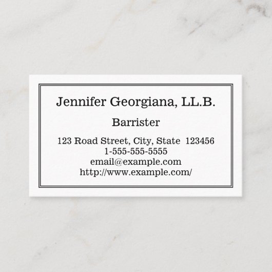 Carte de visite Barrister simple (Devant)