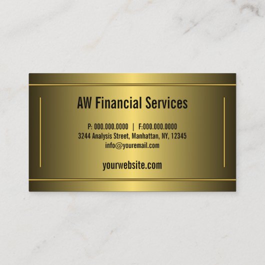 Carte De Visite Bars encadrés en or classique Comptable horizontal (Dos)