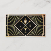 Carte De Visite Bartender Bar Club Gold Art Déco moderne (Devant)