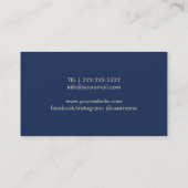 Carte De Visite Bartender Bar Club Modern Navy Blue & Gold (Dos)