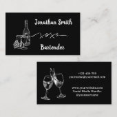 Carte De Visite Bartender Bar Club Noir (Devant / Derrière)