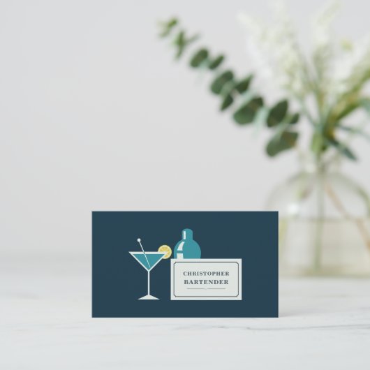 Carte De Visite Bartender - Bleu foncé (Debout devant)