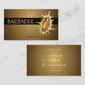 Carte De Visite Bartender Bleu Liqueur Bouteille Brasseur (Devant / Derrière)