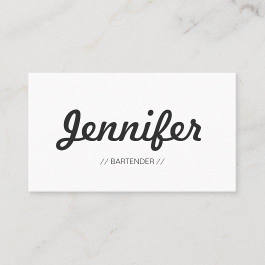 Carte De Visite Bartender - Concise simple et élégant (Devant)