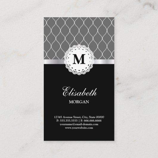 Carte De Visite Bartender Elegant Black Lace Motif (Dos)