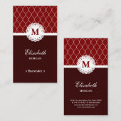 Carte De Visite Bartender Elegant Brown Motif dentelle (Devant / Derrière)